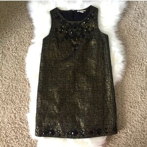 Seguin Beaded Gold and Black Patterned Slip Dress coctail wedding